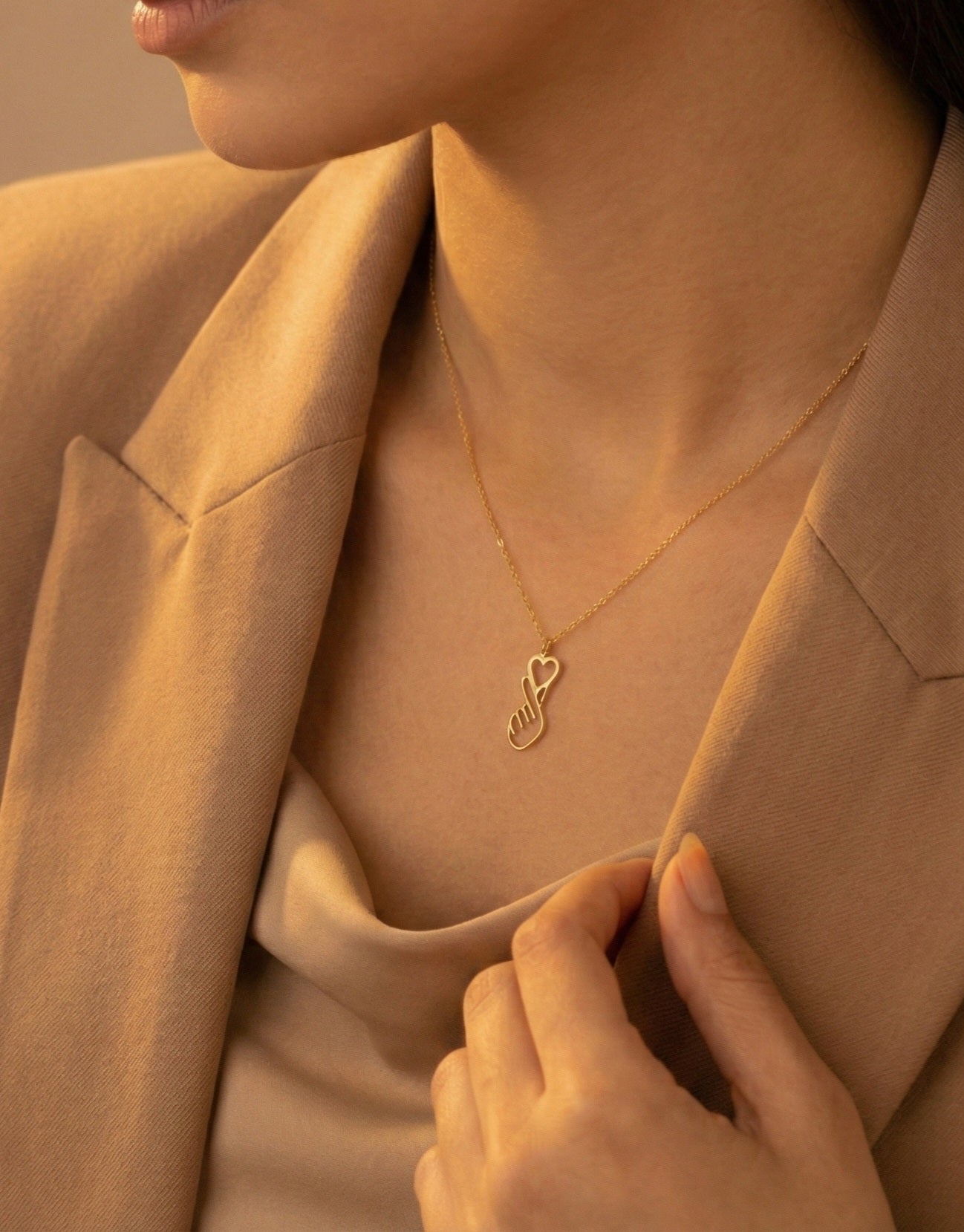 Korean Love Golden Necklace