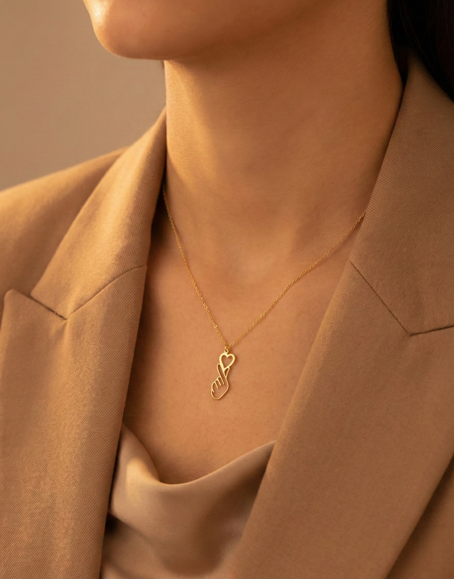 Korean Love Golden Necklace