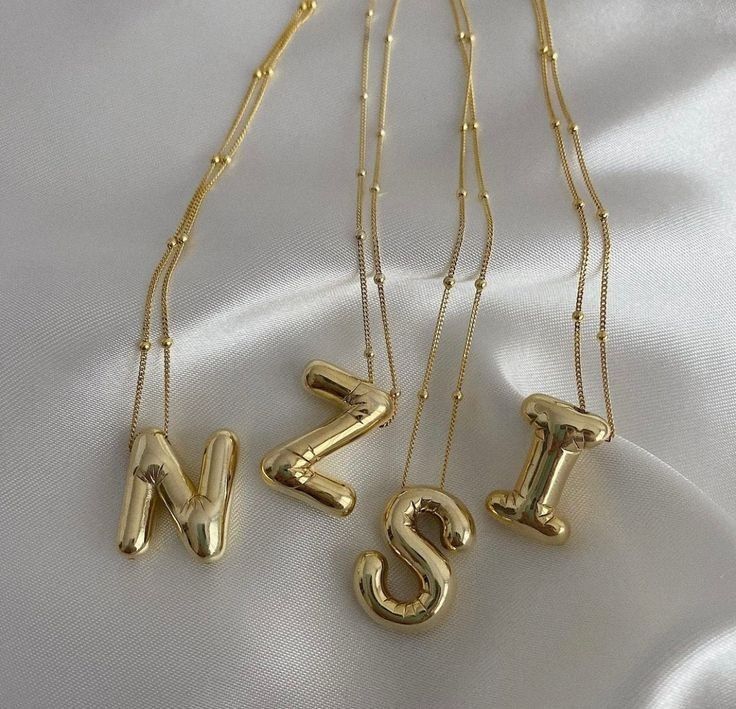 Gold Bubble Letters Necklace