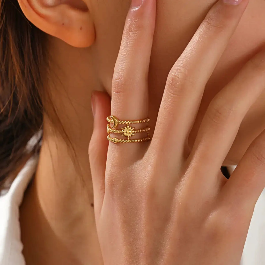 Three Layer Sund and Moon Ring