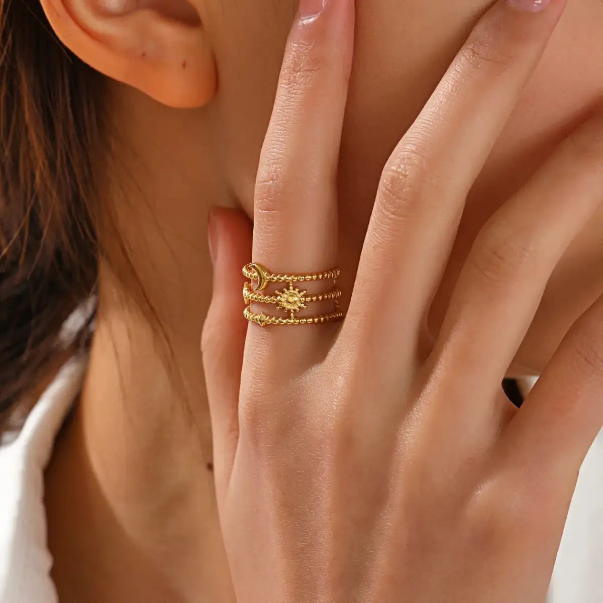 Three Layer Sund and Moon Ring