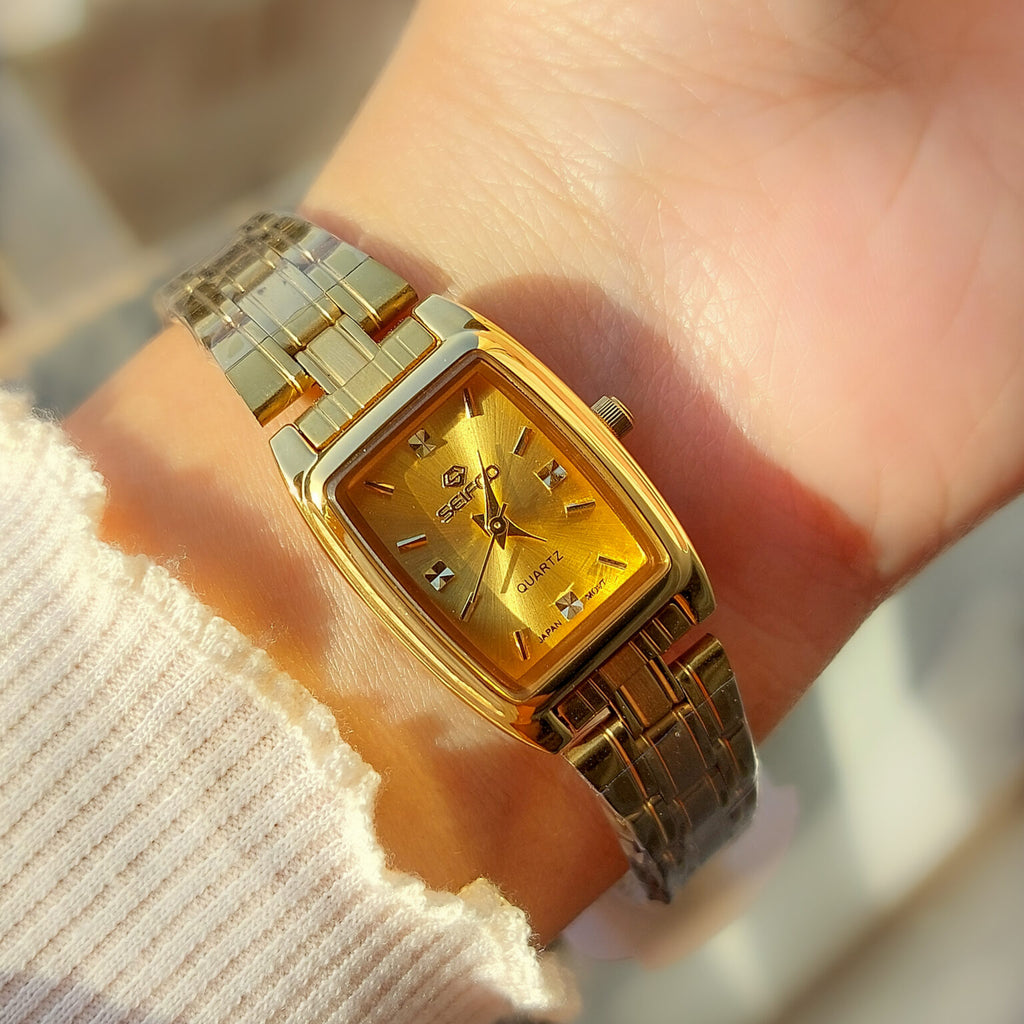 Seifco Rectange Watch Gold and Gold