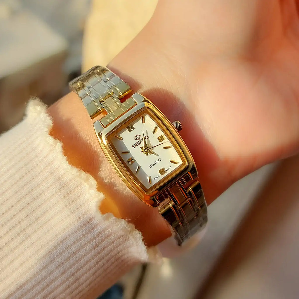 Seifco Rectangle Watch Gold and white