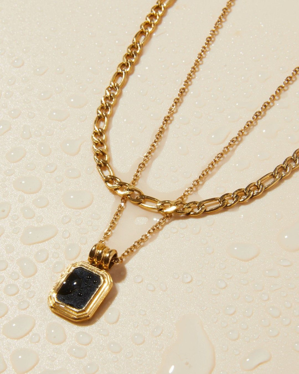 Double Layer Black Stone Necklace