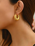 Ribbed Chunky Hoop Earring