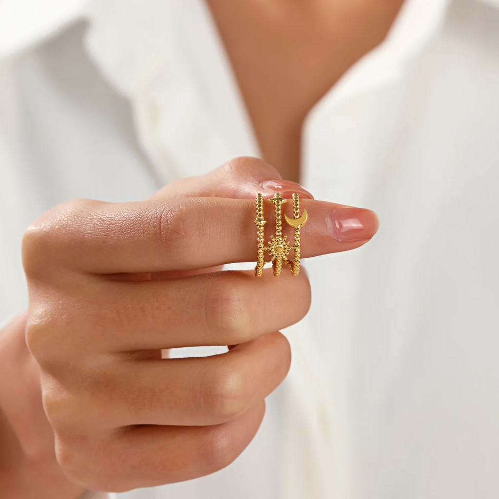 Three Layer Sund and Moon Ring