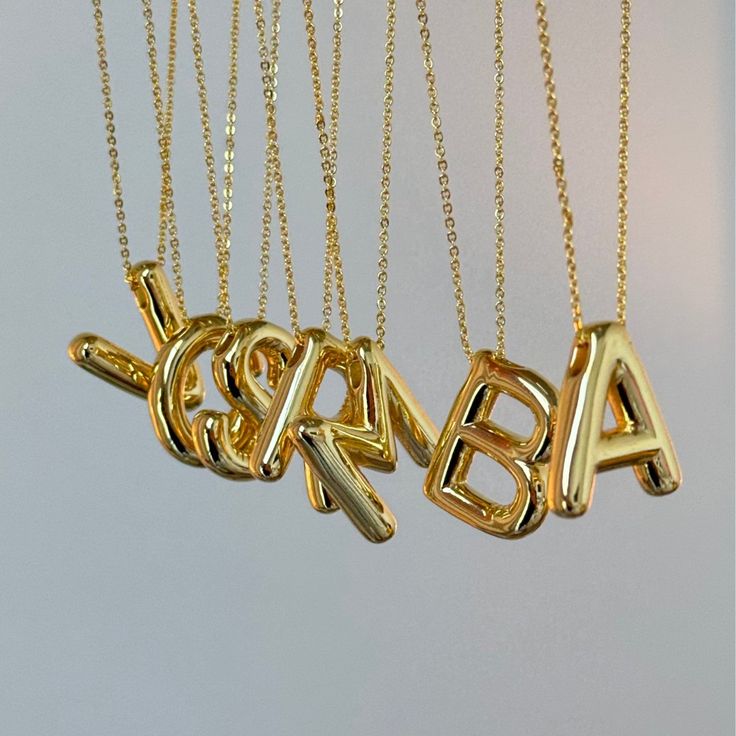 Gold Bubble Letters Necklace