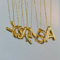 Gold Bubble Letters Necklace