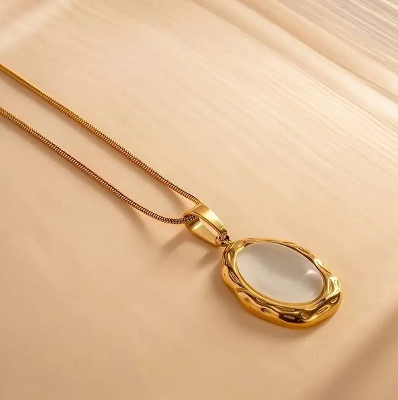 White Opal Pendant Necklace