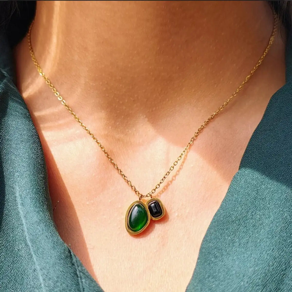 Two Stones Gold Necklace