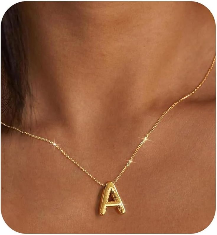 Gold Bubble Letters Necklace
