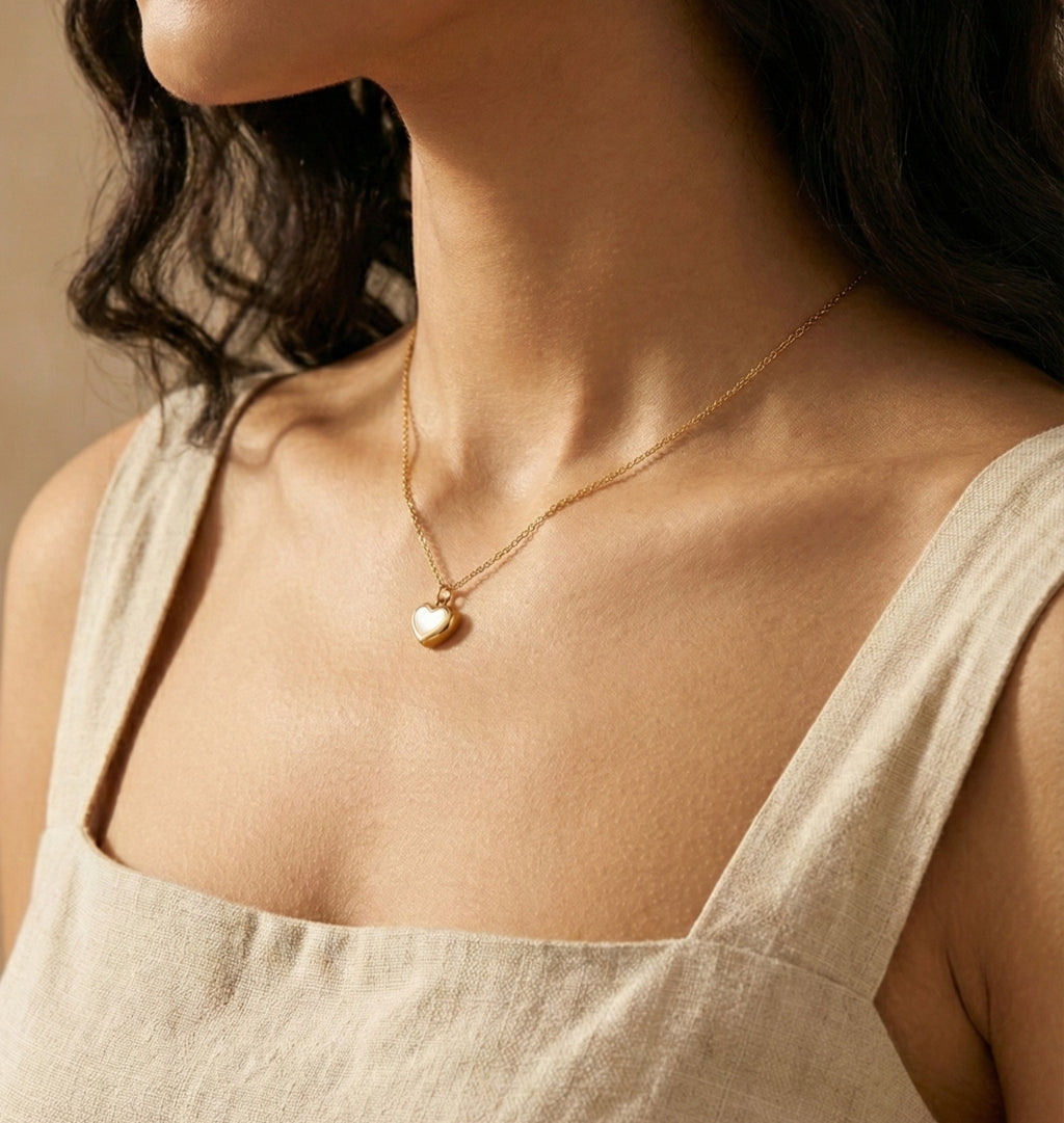 Natural Shell Heart Golden Necklace