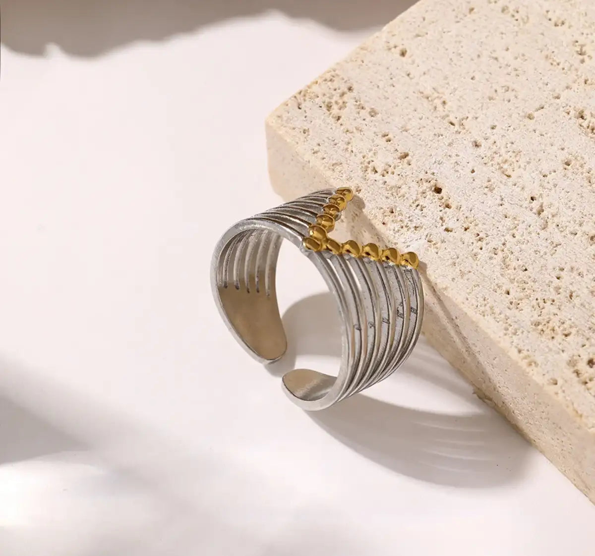 V Gold and Silver Ring