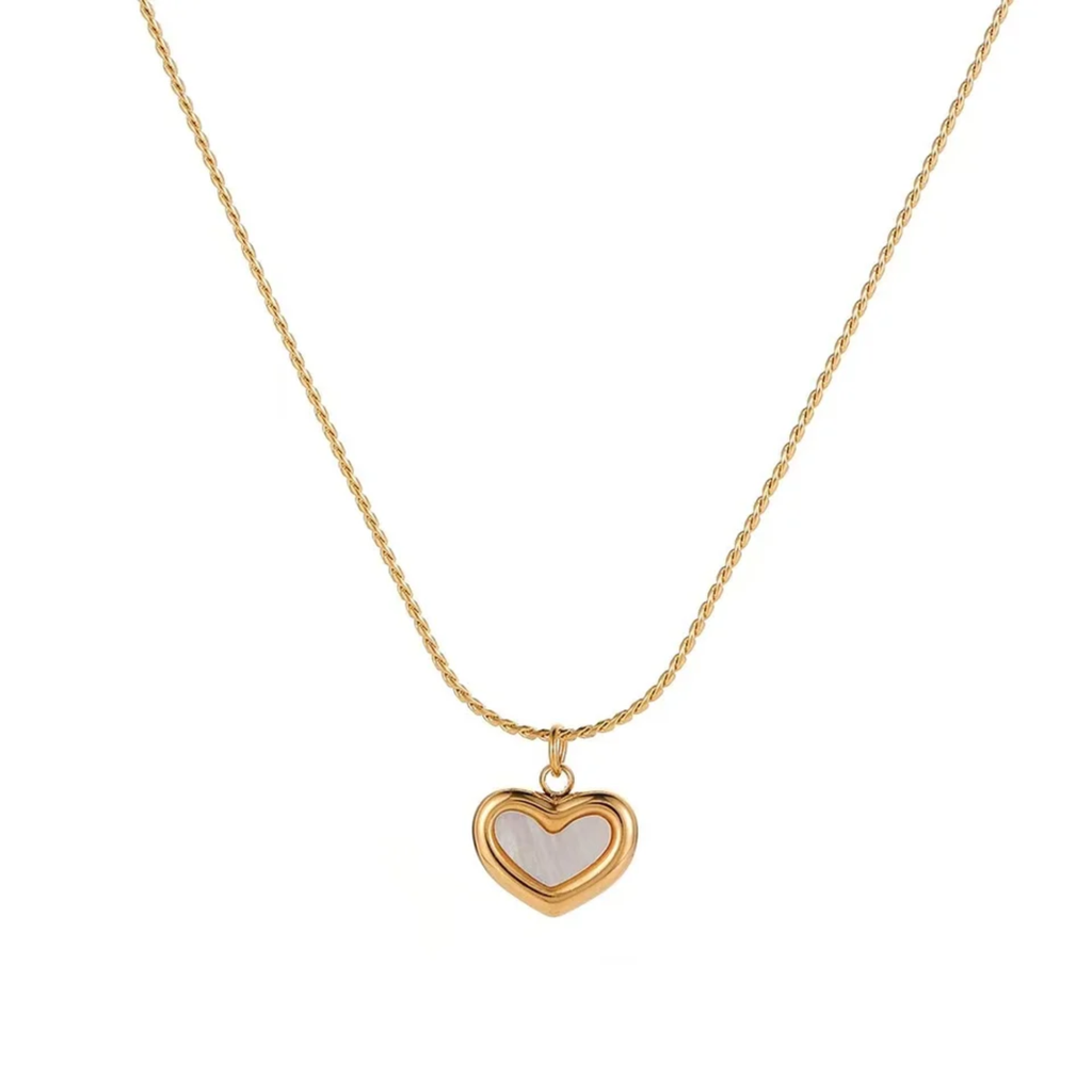 Natural Shell Heart Golden Necklace