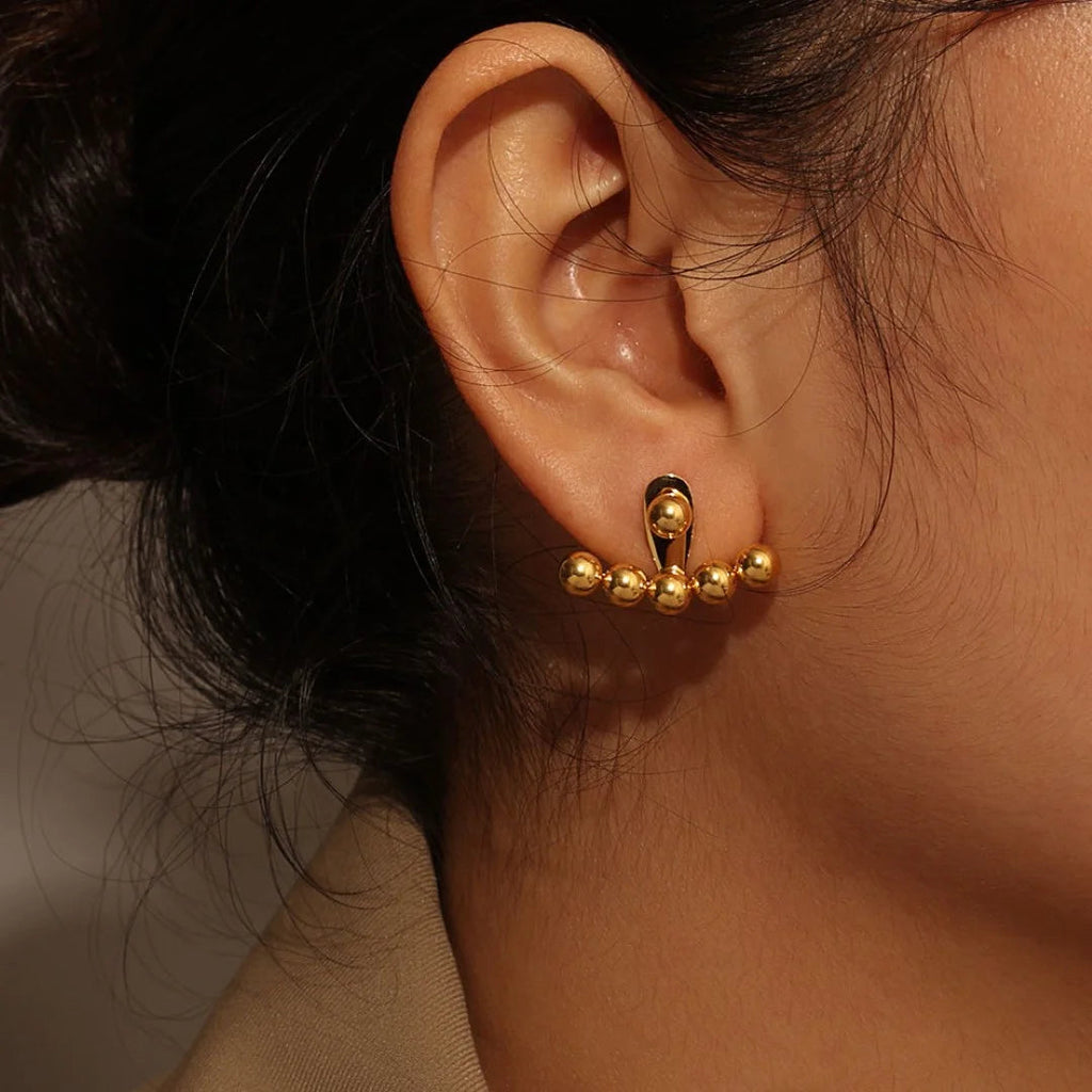 Round Beads Golden Earring