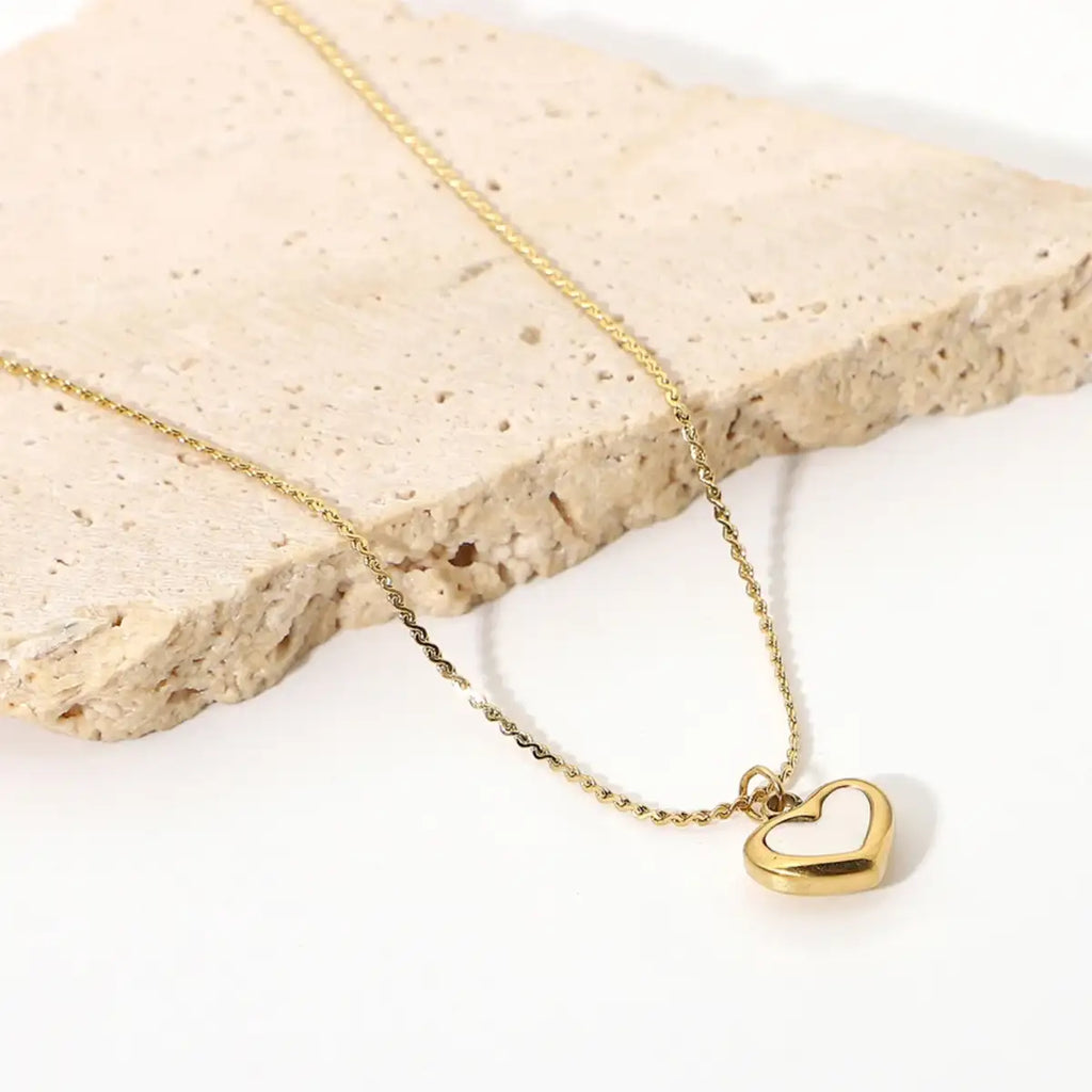 Natural Shell Heart Golden Necklace