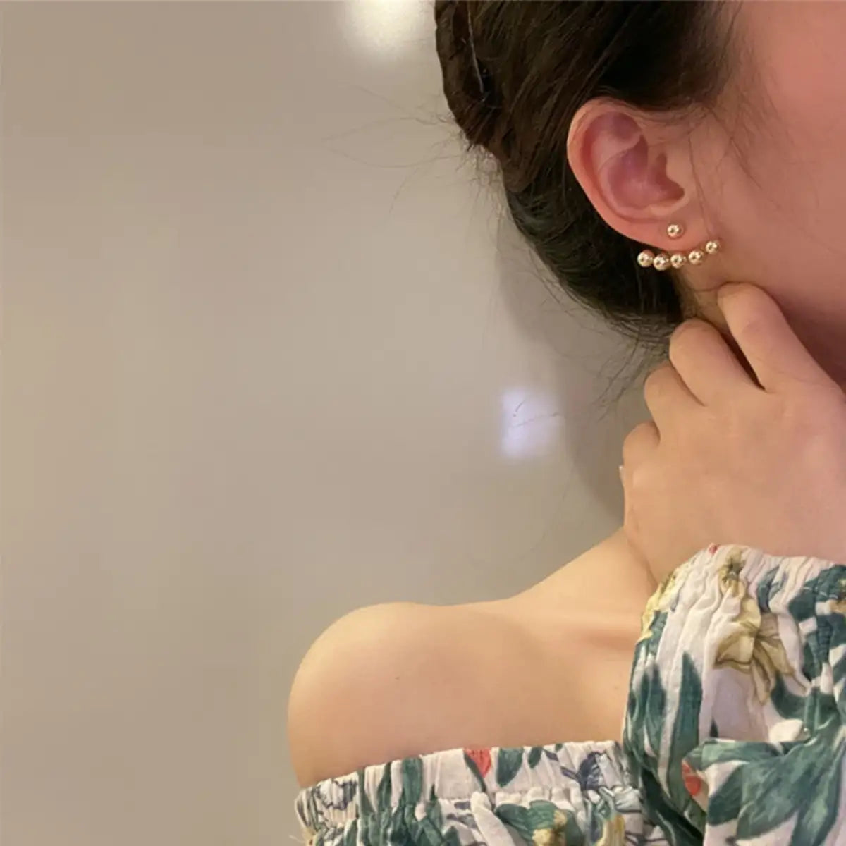 Round Beads Golden Earring