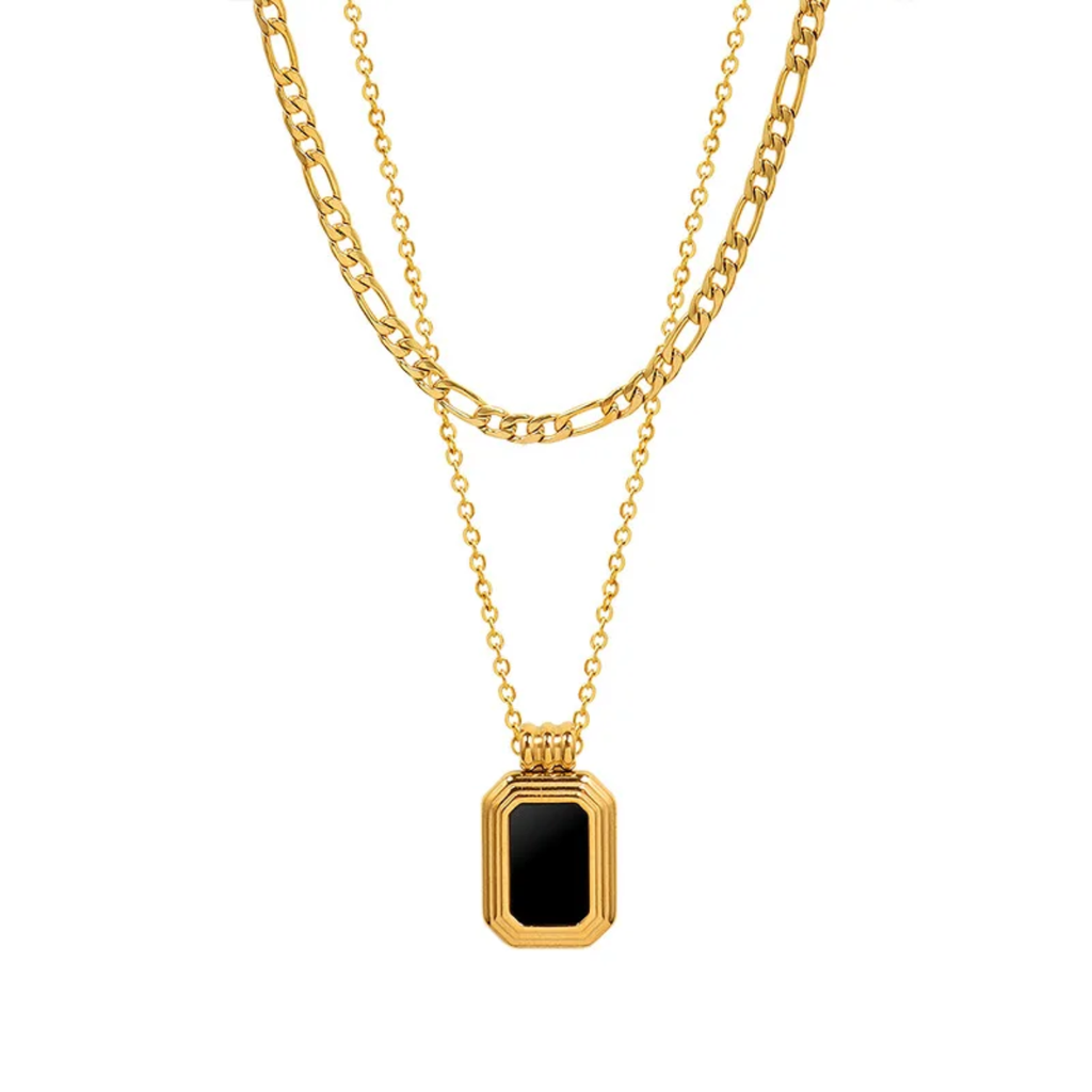 Double Layer Black Stone Necklace