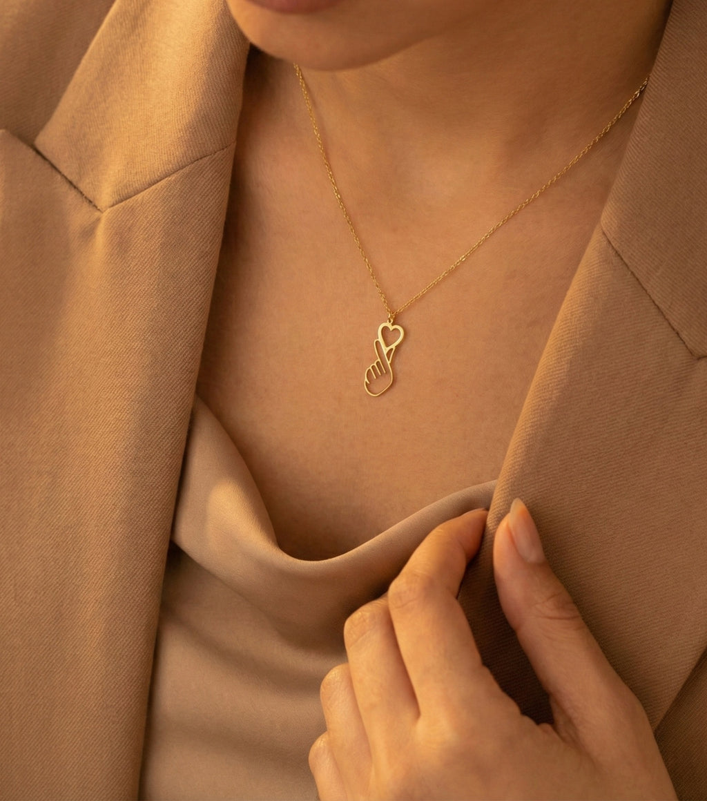 Korean Love Golden Necklace