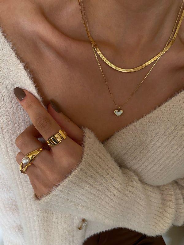Natural Shell Heart Golden Necklace