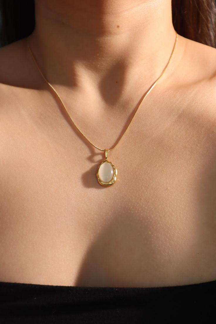 White Opal Pendant Necklace