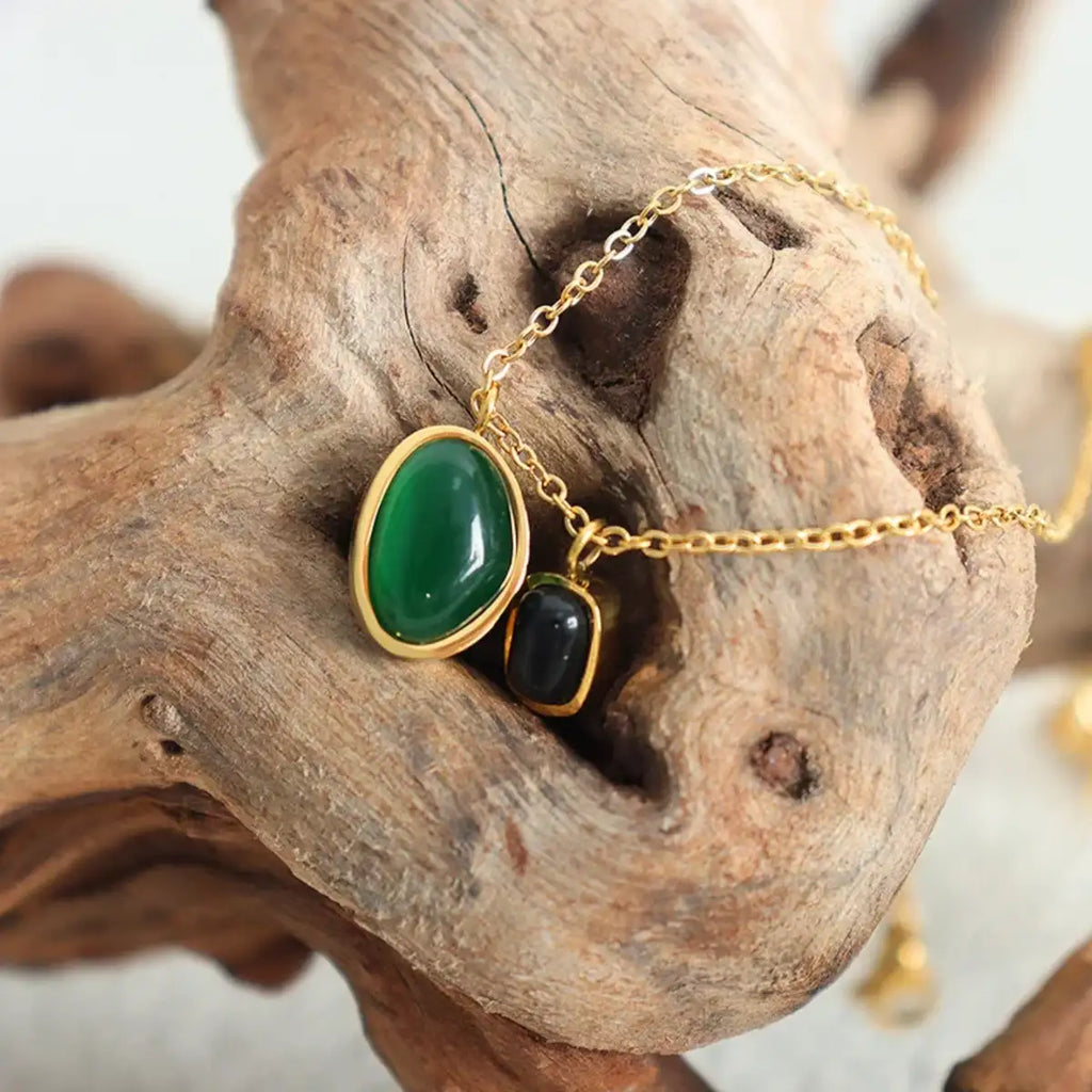 Two Stones Gold Necklace