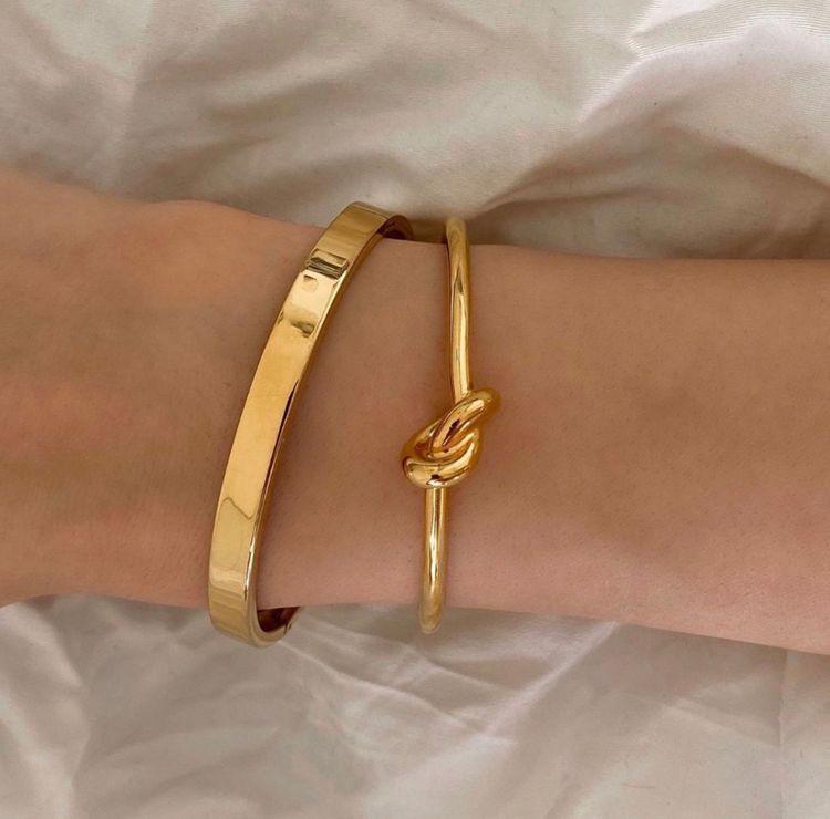 Kont Tie Cuff Golden Bangle