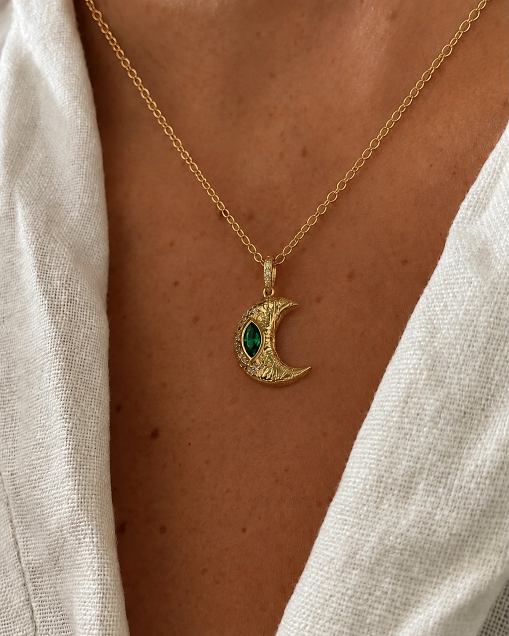 Emerald Crescent Necklace