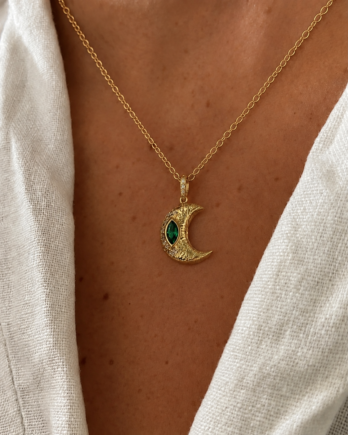 Emerald Crescent Necklace