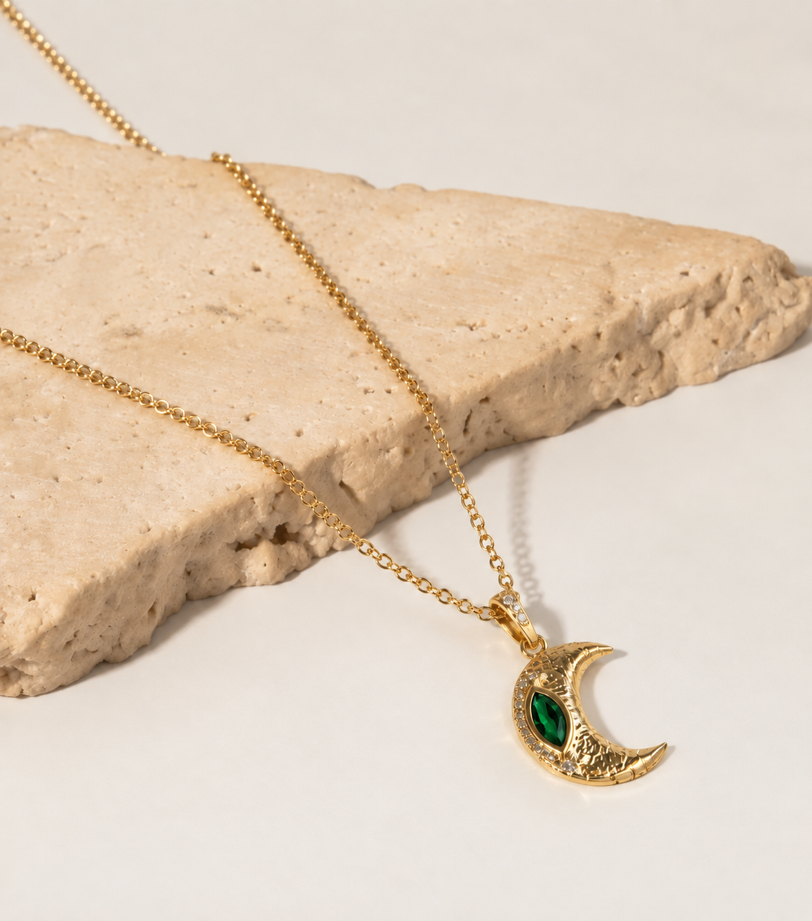 Emerald Crescent Necklace