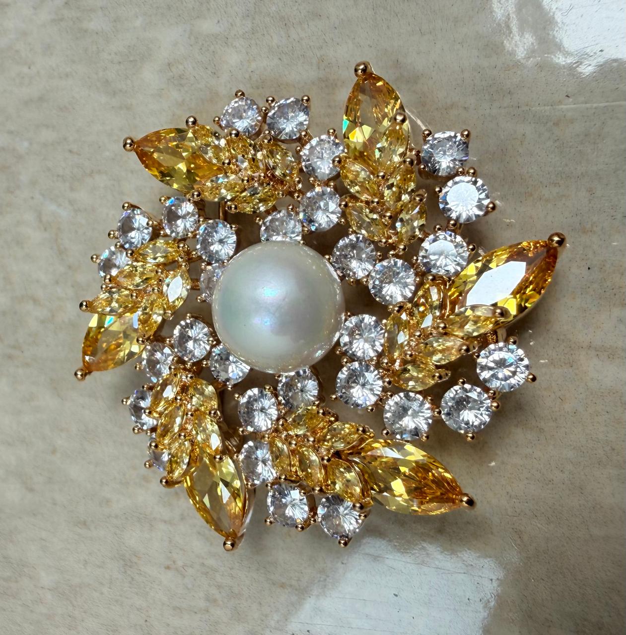 Gilded Heron Brooch