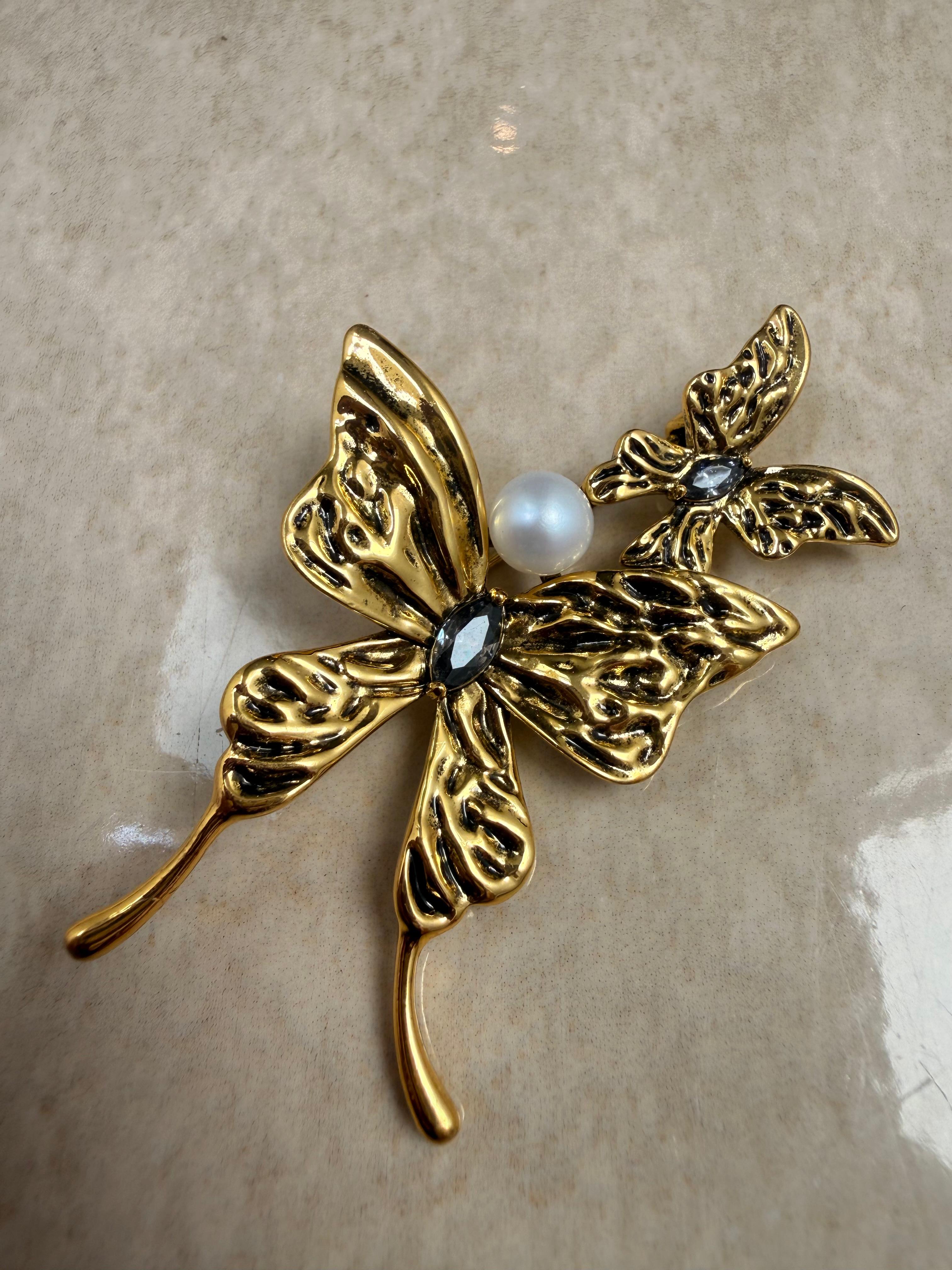 Gilded Butterfly Brooch