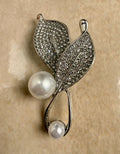 Silver Dew Leaves Brooch